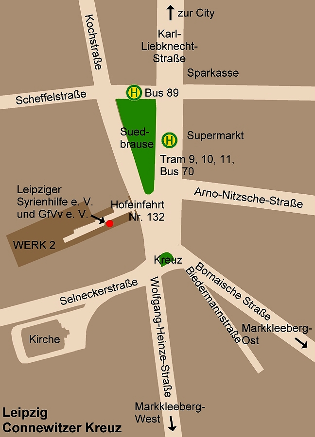 Lageplan Leipziger Syrienhilfe und GfVv